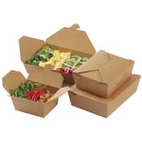 Delivery Take Away Disposable Meal Containers Kraft Paper Food Packaging Box