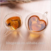 2019 Best Selling Double Wall Insulated Clear Glass love heart tea cup/6oz glass coffee cup/Romantic Heart Shaped glass tumbler