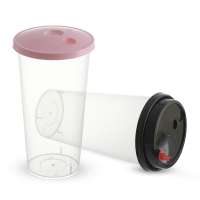 FREE SAMPLE PP coffee juice beer measuring cup hard plastic cups with lid and straw