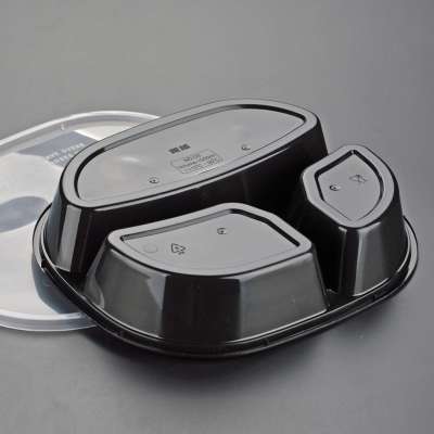 More thicker good airtight disposable pp 3 compartment food container